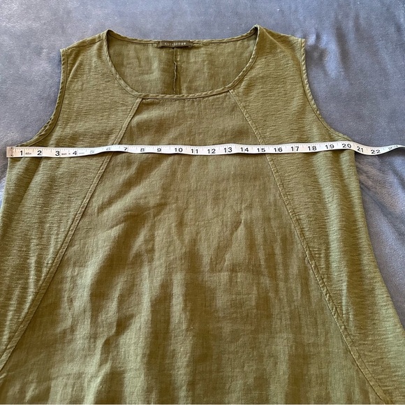 Cut Loose Linen Blend Mixed Media Lagenlook Army Green Midi Dress Size L - Picture 13 of 13